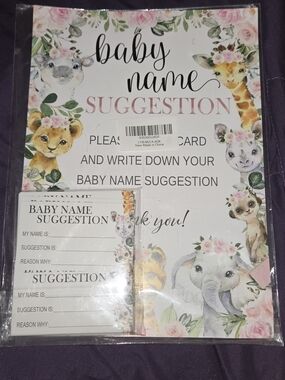 Baby Name Suggestion Cards - Floral Safari Design - Unbranded